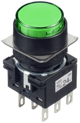 Idec LB1L-A1T64G LB1L-A1T64G Világító nyomógomb 250 V, 125 V, 30 V 5 A 2 x KI/(BE) Reteszelő Zöld (Ø