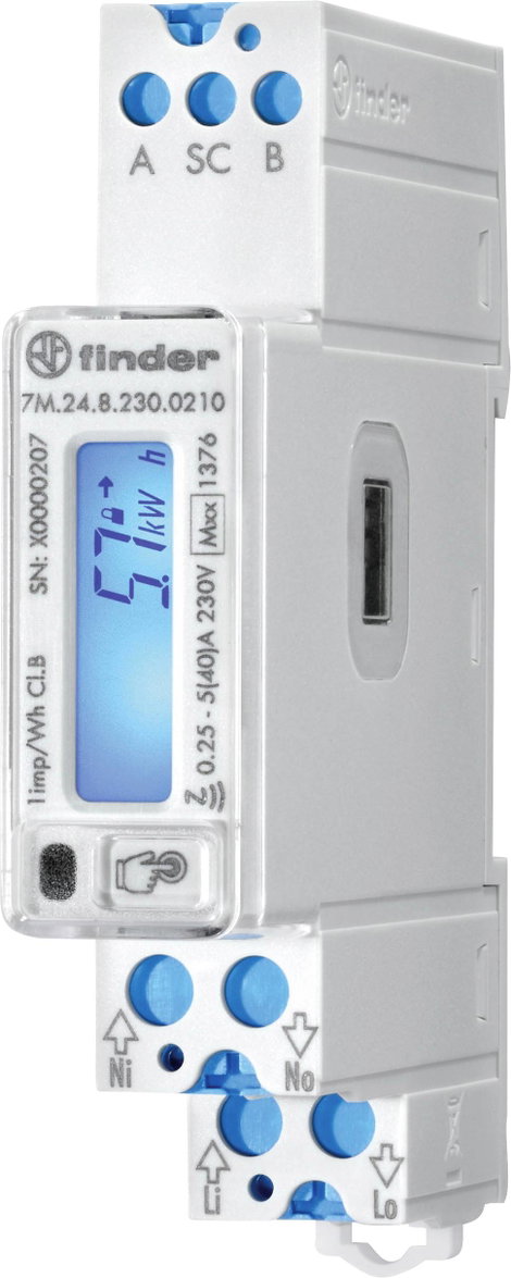 Finder 7M.24.8.230.0210 Kétirányú kalapsín számláló digitális 40 A 1 db