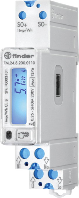Finder 7M.24.8.230.0110 Kétirányú kalapsín számláló digitális 40 A 1 db