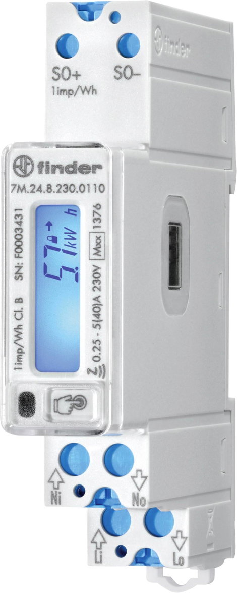 Finder 7M.24.8.230.0110 Kétirányú kalapsín számláló digitális 40 A 1 db