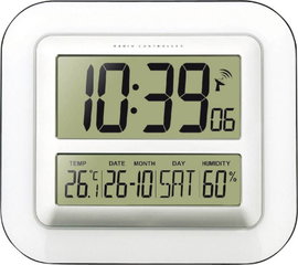 Digitális rádiójel vezérelt falióra, 280x245x32 mm, fehér/ezüst, Techno Line WS 8006