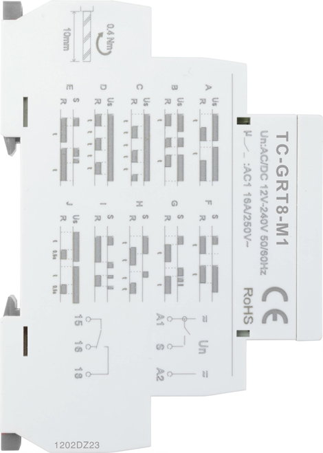 Multifunkciós időrelé 1 mp - 10 nap, 1x váltó, 12 V/DC 240 V/AC, TRU Components TC-9963308 4. kép