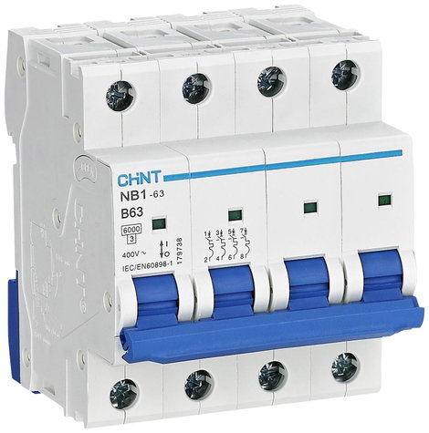 Chint 179738 NB1-63 4P B63 6kA DB Vezeték védőkapcsoló 4 pólusú 63 A 240 V, 415 V 2. kép