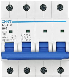 Chint 179728 NB1-63 4P B16 6kA DB Vezeték védőkapcsoló 4 pólusú 16 A 240 V, 415 V