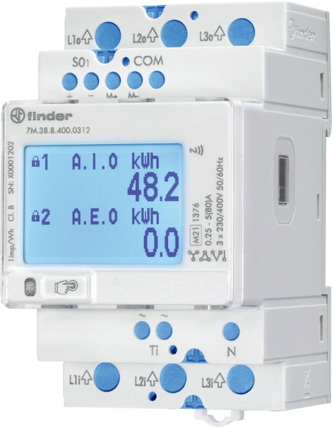 Finder 7M.38.8.400.0312 Kétirányú kalapsín számláló digitális 80 A 1 db