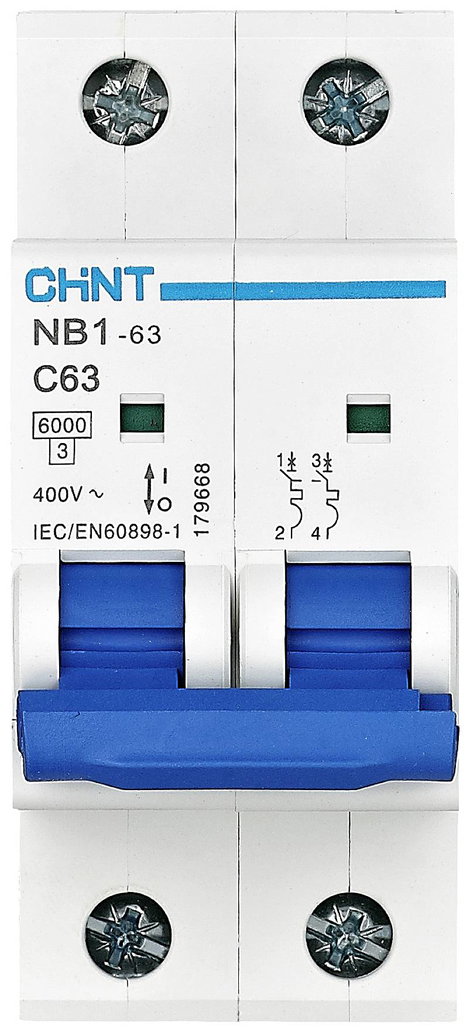 Chint 179666 NB1-63 2P C50 6kA DB Vezeték védőkapcsoló 2 pólusú 50 A 240 V, 415 V