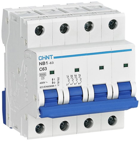 Chint 179752 NB1-63 4P C63 6kA DB Vezeték védőkapcsoló 4 pólusú 63 A 240 V, 415 V 3. kép