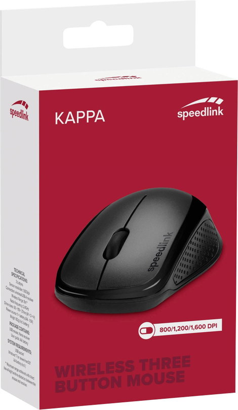 SpeedLink KAPPA WLAN egér Rádiójel vezérlésű Optikai Fekete 3 Gombok 1600 dpi 2. kép