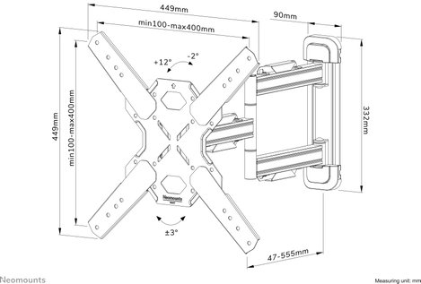 Neomounts WL40S-850BL14 Draai- en Kantelbare TV Beugel TV fali tartó 81,3 cm (32) - 139,7 cm (55) Dö 16. kép