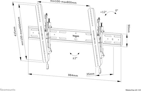 Neomounts WL35S-850BL18 TV fali tartó 109,2 cm (43) - 228,6 cm (90) Dönthető 16. kép