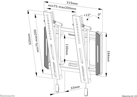 Neomounts WL35-550BL12 TV fali tartó 61,0 cm (24) - 139,7 cm (55) Dönthető 15. kép