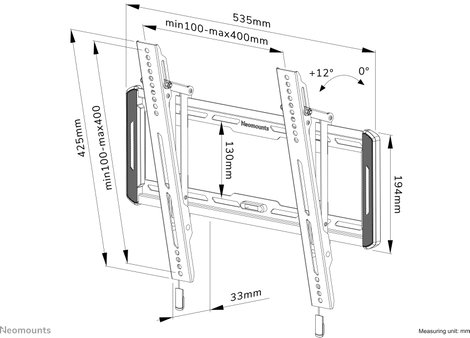 Neomounts WL35-550BL14 TV fali tartó 81,3 cm (32) - 165,1 cm (65) Dönthető 16. kép