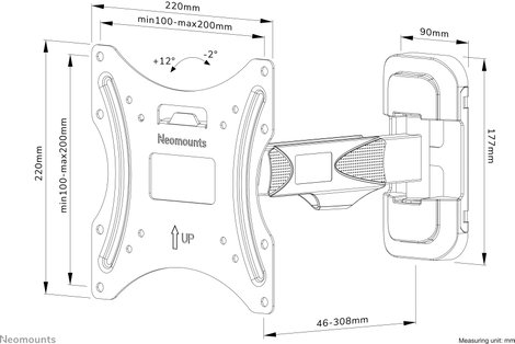 Neomounts WL40-540BL12 TV fali tartó 81,3 cm (32) - 139,7 cm (55) Dönthető, Csuklóval mozgatható 13. kép