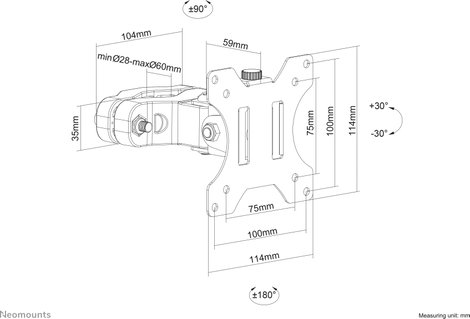 Neomounts FL40-430BL11 buis/paal Monitorbeugel TV fali tartó 58,4 cm (23) - 81,3 cm (32) Dönthető + 10. kép