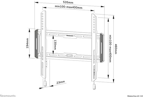 Neomounts WL30-550BL14 Platte TV Beugel TV fali tartó 165,1 cm (65) Merev 12. kép