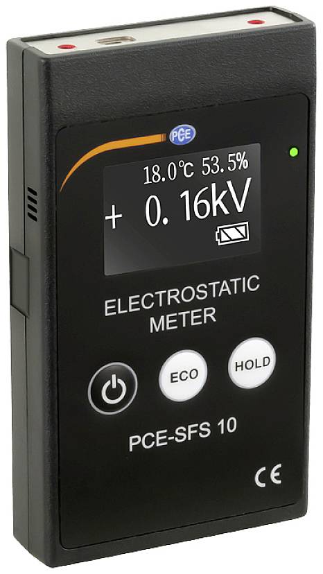 PCE Instruments Elektrosztatika mérőműszer Elektromágneses mező, Nedvesség, Hőmérséklet