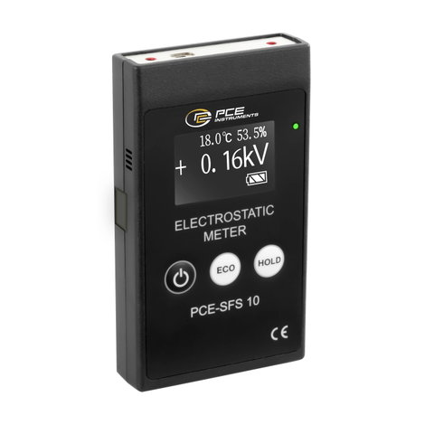 PCE Instruments Elektrosztatika mérőműszer Elektromágneses mező, Nedvesség, Hőmérséklet