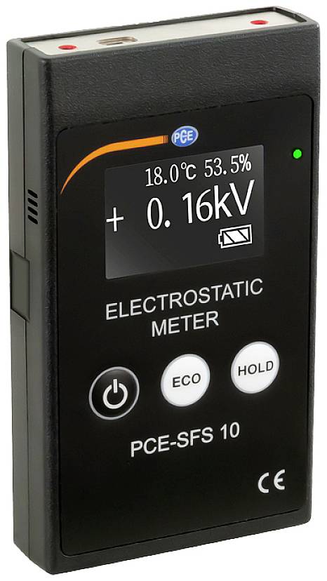 PCE Instruments Elektrosztatika mérőműszer Elektromágneses mező, Nedvesség, Hőmérséklet 2. kép