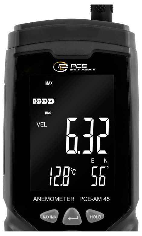 PCE Instruments Anemométer 0.3 - 45 m/s Hőmérsékletmérő funkcióval 5. kép