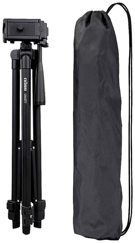 DÖRR Smarty Háromlábú állvány 1/4 col Munkamagasság=40.5 - 112 cm Fekete Okostelefon-tartóval, Táská 7. kép