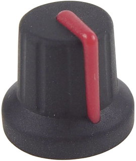 Készülékgomb, K86R fekete/piros 6MM SPL