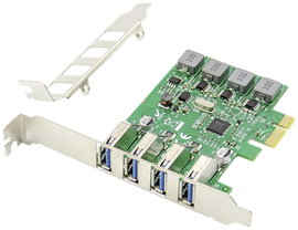 Digitus DS-30226 4 port PCI Express kártya USB, USB 1.1, USB 2.0, USB 3.0, USB-A PCIe