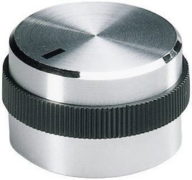Alu forgatógomb oldalsó csavarrögzítéssel, 6 mm-es tengelyre, 31,9 x 6 x 14 x 12 mm, OKW