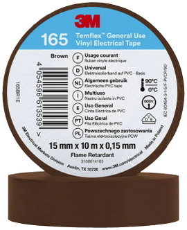 3M Temflex™ 165 165BR1E Szigetelőszalag Temflex™ 165 Barna (H x Sz) 10 m x 15 mm 1 db