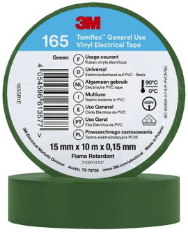 3M Temflex™ 165 165GR1E Szigetelőszalag Temflex™ 165 Zöld (H x Sz) 10 m x 15 mm 1 db