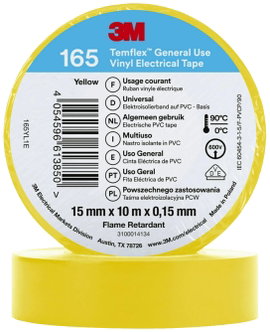 3M Temflex™ 165 165YL1E Szigetelőszalag Temflex™ 165 Sárga (H x Sz) 10 m x 15 mm 1 db