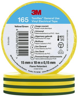 3M Temflex™ 165 165YG1E Szigetelőszalag Temflex™ 165 Sárga (H x Sz) 10 m x 15 mm 1 db