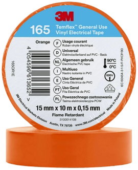 3M Temflex™ 165 165OR1E Szigetelőszalag Temflex™ 165 Narancs (H x Sz) 10 m x 15 mm 1 db