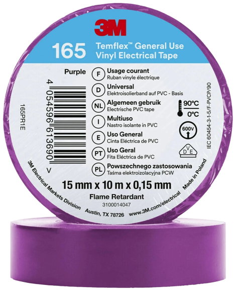 3M Temflex™ 165 165PR1E Szigetelőszalag Temflex™ 165 Viola (H x Sz) 10 m x 15 mm 1 db