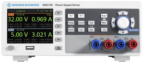 Rohde & Schwarz NGE-COM3b Labortápegység, szabályozható 0 - 32 V/DC 0 - 3 A 100 W USB OVP, Távirányí 5. kép