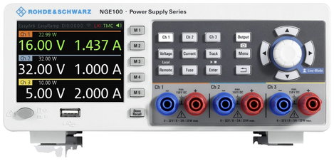 Rohde & Schwarz NGE-COM3b Labortápegység, szabályozható 0 - 32 V/DC 0 - 3 A 100 W USB OVP, Távirányí 6. kép