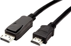 Value Kijelző csatlakozó Csatlakozókábel DisplayPort dugó, HDMI-A dugó 2.00 m Fekete 11.99.5781 Árny