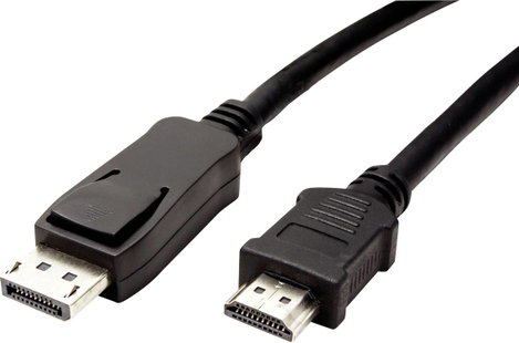 Value Kijelző csatlakozó Csatlakozókábel DisplayPort dugó, HDMI-A dugó 2.00 m Fekete 11.99.5781 Árny