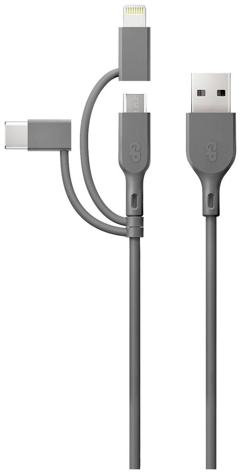GP Batteries USB töltőkábel USB 2.0 USB-A dugó, Apple Lightning dugó, USB mikro B dugó, USB-C® dugó