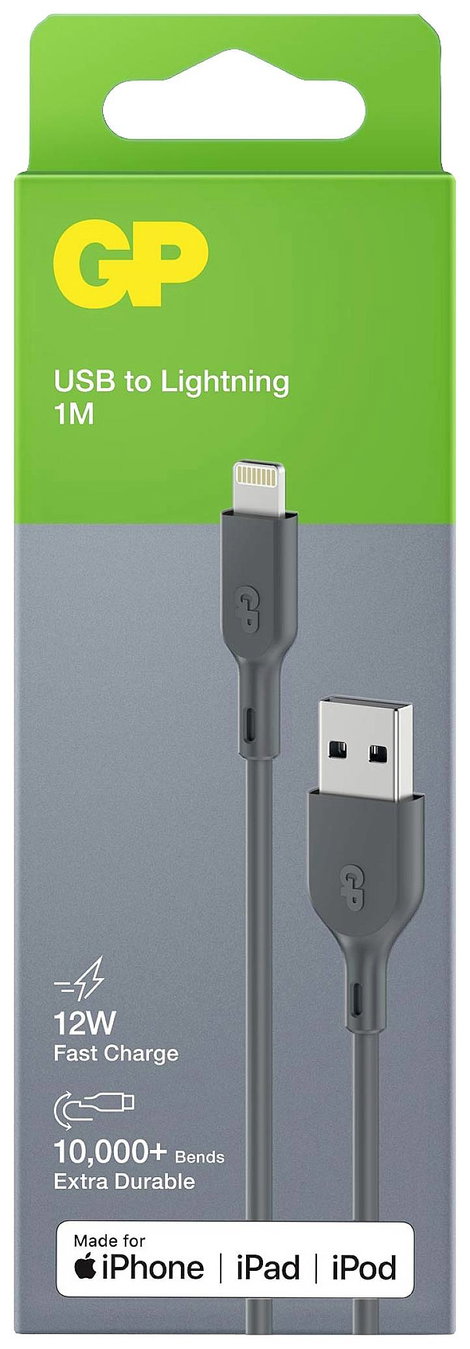 GP Batteries USB töltőkábel USB 2.0 USB-A dugó, Apple Lightning dugó 1.00 m Szürke GPCBCl1NGYUSB160 4. kép