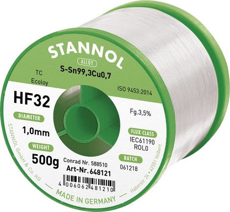 Ólom és halogénmentes huzal 1mm/500g Sn99,3Cu0,7