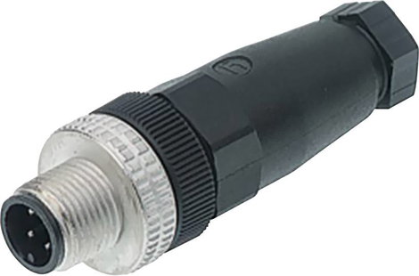 Kábelre szerelhető csatlakozó dugó és aljzat menetes rögzítőgyűrűvel fekete M12 ELST 4012 PG9 Hirsch
