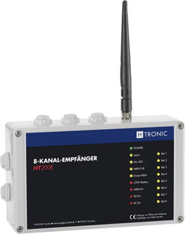 H-Tronic HT200E Vezeték nélküli vevő 8 csatornás Frekvencia 868.35 MHz, 869.05 MHz, 869.55 MHz 12 V 