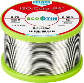 Felder Löttechnik ISO-Core RA Sn99Cu1 Forrasztóón, ólommentes Tekercs Sn99,3Cu0,7 0.500 kg 0.75 mm