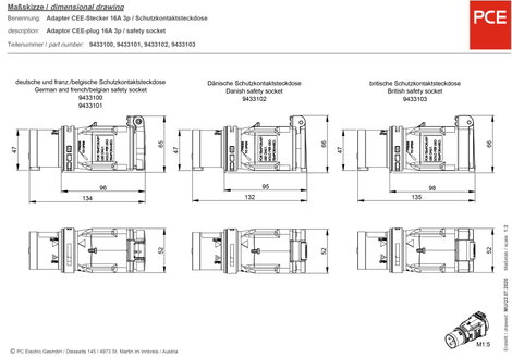CEE-CARA átalakító 16 A 3 pólusú 230 V PCE 9433100 3. kép