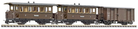Liliput L340018 H0e készlet 3 db 2 tengelyes B16 és AB Freightwg személygépkocsiból. Gwk101 a Ziller