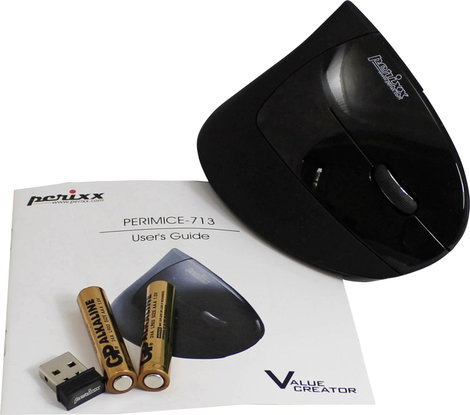 Perixx Perimice -713 Ergonomikus egér Rádiójel vezérlésű Optikai Fekete 6 Gombok 2000 dpi Ergonómiku 2. kép