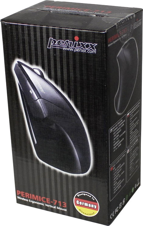 Perixx Perimice -713 Ergonomikus egér Rádiójel vezérlésű Optikai Fekete 6 Gombok 2000 dpi Ergonómiku 4. kép