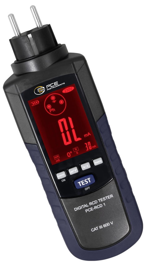 VDE telepítés teszter, szabvány 0100-600, PCE Instruments PCE-RCD 1 2. kép