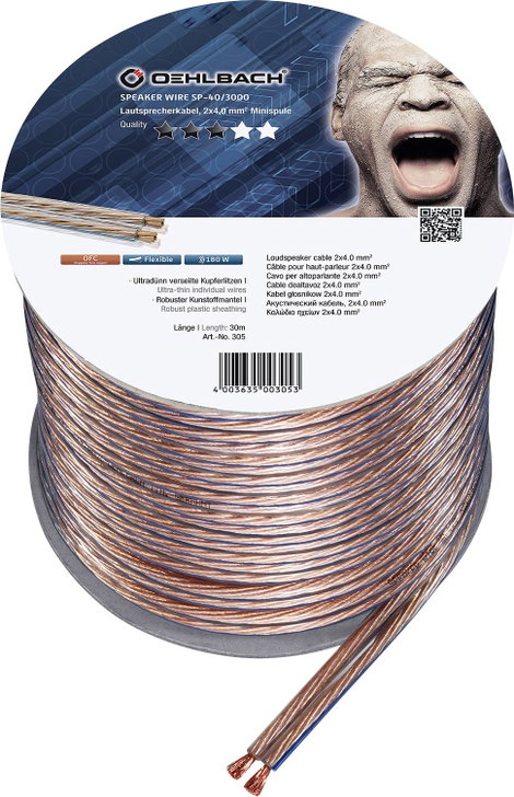 Oehlbach 305 Hangszóró kábel 2 x 4.00 mm² Átlátszó 30 m