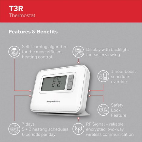 Vezeték nélküli programozható helyiség termosztát 5 - 35 °C, Honeywell Home Y3C710RFEU 8. kép